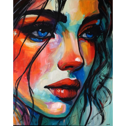 Eyes in Blue 80x100, Rafal Stach, obrazy akryl