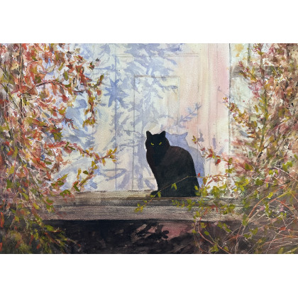 Teatr cieni (40x50 cm), Krystyna Nowak, obrazy akwarela