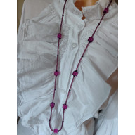 Naszyjnik Długi Sznur Kostki Fioletowe Szkło Weneckie