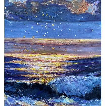 Myroslava Burlaka - obrazy olejne - Gwiaździsta noc nad morzem. foto #1