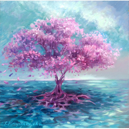 MAGICZNE DRZEWO SZCZĘŚCIA - Obraz olejny, Izabela Krzyszkowska , obrazy olejne