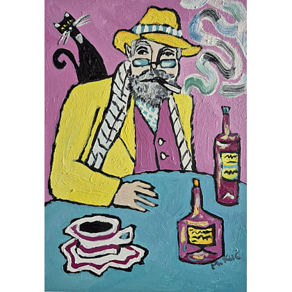 wieczór przy niebieskim stole, Marlena Kuć, obrazy olejne