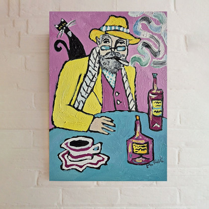 Marlena Kuć - obrazy olejne - wieczór przy niebieskim stole foto #1