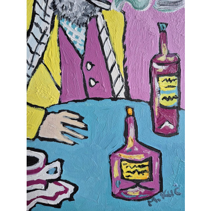 Marlena Kuć - obrazy olejne - wieczór przy niebieskim stole foto #2