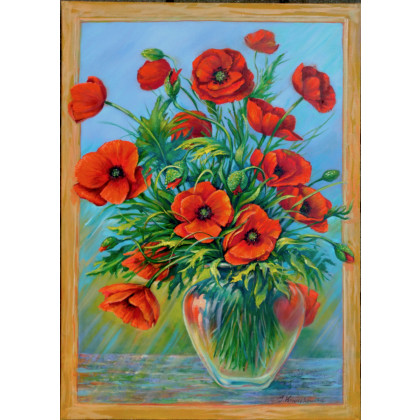 MAKI W SZKLANYM WAZONIE 50x70cm, Izabela Krzyszkowska , obrazy olejne