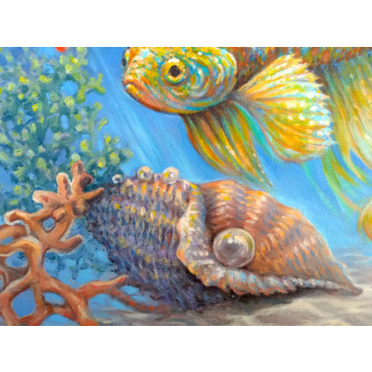 Izabela Krzyszkowska  - obrazy olejne - Złota Rybka - Bojownik 50x40cm foto #2