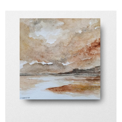 Pejzaż - akwarela formatu 20/20 cm, Paulina Lebida, obrazy akwarela