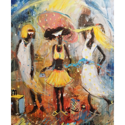 Dariusz Grajek - olej + akryl - Wczasowiczki.... foto #1