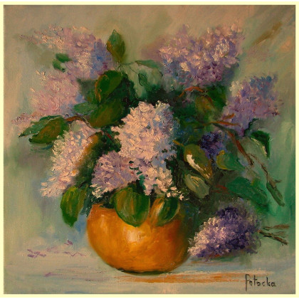 Bzy obraz olejny 40-40cm, Grażyna Potocka, obrazy olejne