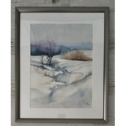 Jolanta Zdanowicz - obrazy akwarela - Akwarelowy pejzaż zimowy foto #3