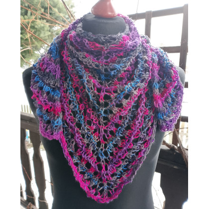 Ażurowa chusta na drutach. cieniowana, Danuta Zgoł, chusty,apaszki