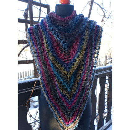 Danuta Zgoł - chusty,apaszki - Duża ażurowa chusta na drutach. cieniowana foto #3