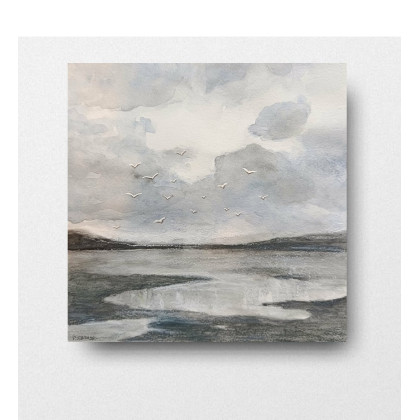 Nad morzem - akwarela formatu 25/25 cm, Paulina Lebida, obrazy akwarela