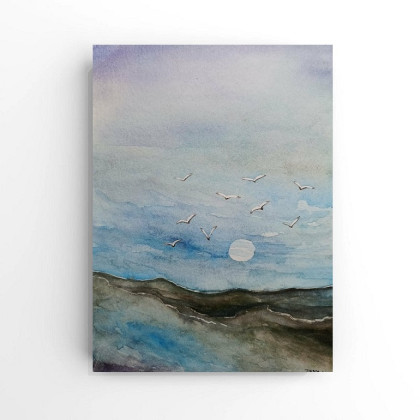 Morze - akwarela formatu 32/24 cm, Paulina Lebida, obrazy akwarela