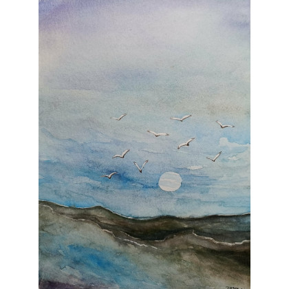 Paulina Lebida - obrazy akwarela - Morze - akwarela formatu 32/24 cm foto #1