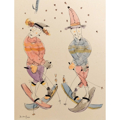 Dariusz Grajek - obrazy tech. mieszana - Narciarze.... foto #1