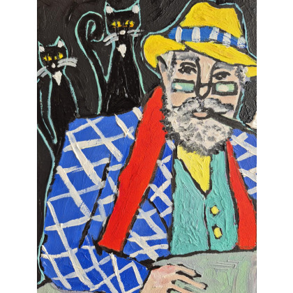 Marlena Kuć - obrazy olejne - czarne koty wiedzą więcej foto #2