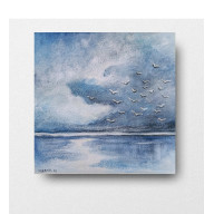 Morze -  akwarela formatu 15/15 cm