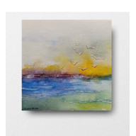 Morze -  akwarela formatu 15/15 cm