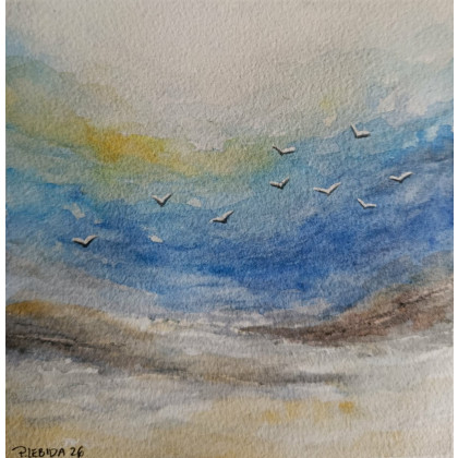 Paulina Lebida - obrazy akwarela - Morze -  akwarela formatu 15/15 cm foto #1