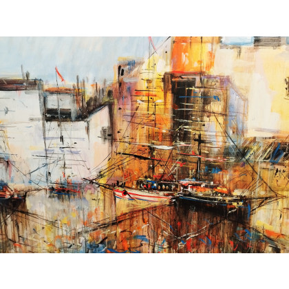 Dariusz Grajek - olej + akryl - Łodzie na redzie.... foto #1