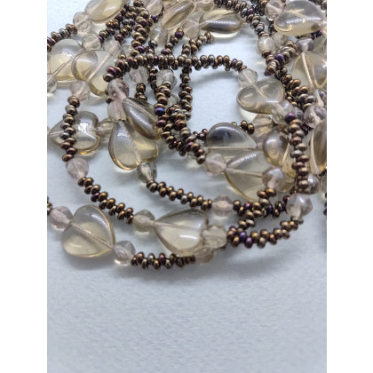 unikatart - korale,naszyjniki - Naszyjnik Długie Sznury Korali Serca Szklane Korale Metalizowane foto #1