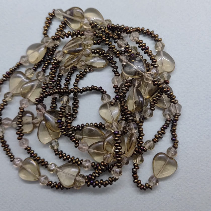 unikatart - korale,naszyjniki - Naszyjnik Długie Sznury Korali Serca Szklane Korale Metalizowane foto #2