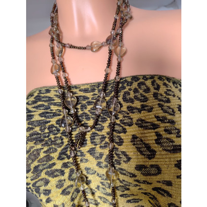 unikatart - korale,naszyjniki - Naszyjnik Długie Sznury Korali Serca Szklane Korale Metalizowane foto #3