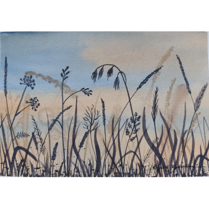 Beata Rudecka - obrazy akwarela - Akwarela Akwarelka Obraz pt: Łąka 1 foto #4