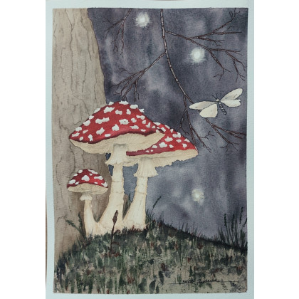 Beata Rudecka - obrazy akwarela - Akwarela Akwarelka Obraz pt: Muchomorki foto #1