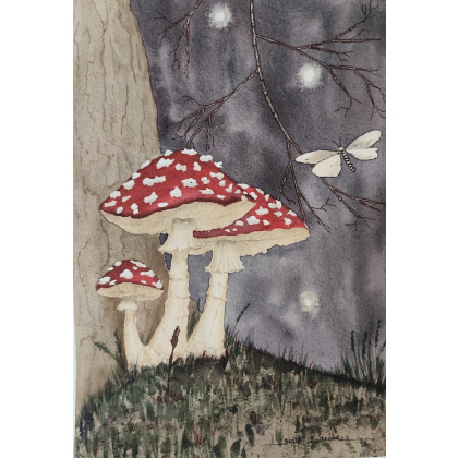 Beata Rudecka - obrazy akwarela - Akwarela Akwarelka Obraz pt: Muchomorki foto #2