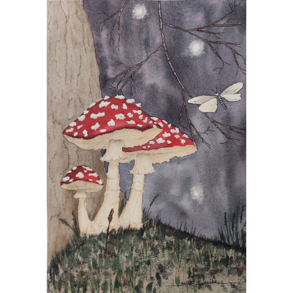 Beata Rudecka - obrazy akwarela - Akwarela Akwarelka Obraz pt: Muchomorki foto #3