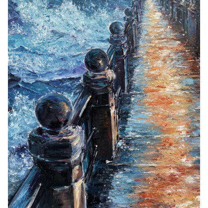 Myroslava Burlaka - obrazy olejne - Siła natury. Nocny most i burza. foto #1