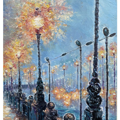 Myroslava Burlaka - obrazy olejne - Siła natury. Nocny most i burza. foto #2