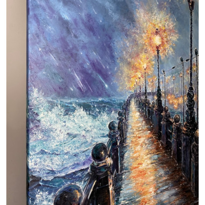 Myroslava Burlaka - obrazy olejne - Siła natury. Nocny most i burza. foto #3