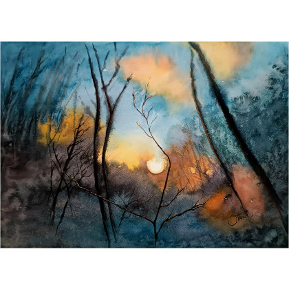 Szepty zmierzchu, Akwarela A3, Joanna Tomczyk, obrazy akwarela