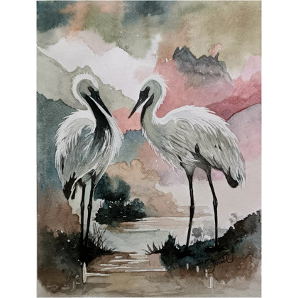 Wspólna chwila, Akwarela 24x32 cm, Joanna Tomczyk, obrazy akwarela