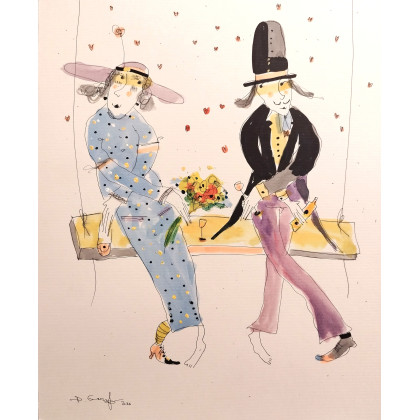 Miłosna huśtawka..., Dariusz Grajek, obrazy tech. mieszana