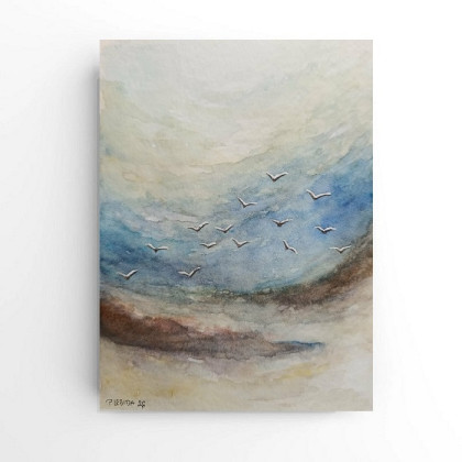 Morze -  akwarela formatu 24/18 cm, Paulina Lebida, obrazy akwarela