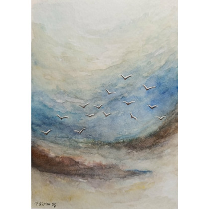 Paulina Lebida - obrazy akwarela - Morze -  akwarela formatu 24/18 cm foto #1