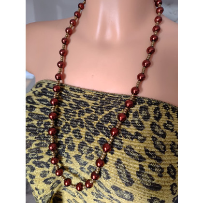 unikatart - korale,naszyjniki - Naszyjnik Perły Czekoladowe Szklane Metalizowane foto #1