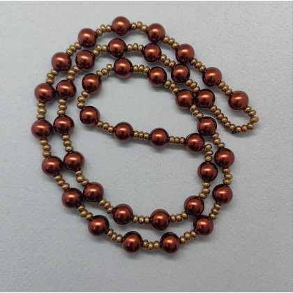 unikatart - korale,naszyjniki - Naszyjnik Perły Czekoladowe Szklane Metalizowane foto #2