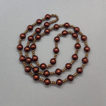 unikatart - korale,naszyjniki - Naszyjnik Perły Czekoladowe Szklane Metalizowane foto #4