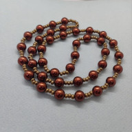 Naszyjnik Perły Czekoladowe Szklane Metalizowane