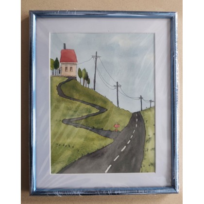 Akwarela Akwarelka Obraz pt: Droga - w oprawie, Beata Rudecka, obrazy akwarela