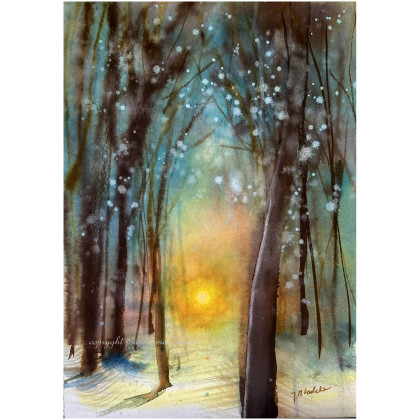 Droga do domu - akwarela w oprawie, Joanna Magdalena, obrazy akwarela