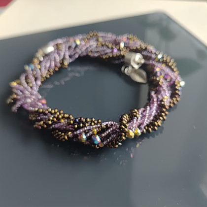 Naszyjnik Korale Metalizowane Kryształki Fioletowe, unikatart, korale,naszyjniki