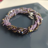 Naszyjnik Korale Metalizowane Kryształki Fioletowe