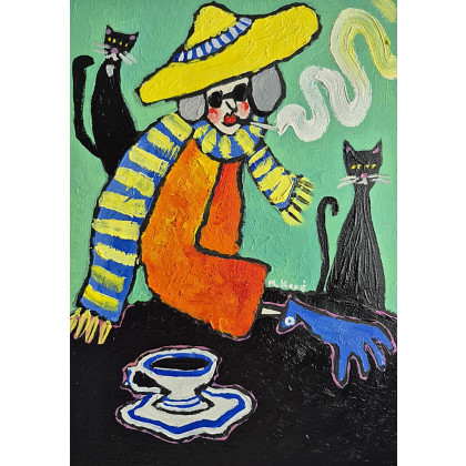 Śniło mi się, że siedziałam z kotami, Marlena Kuć, obrazy olejne