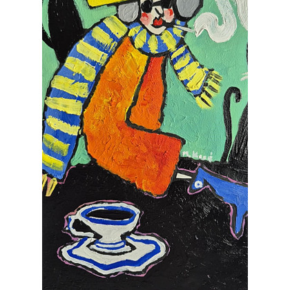 Marlena Kuć - obrazy olejne - Śniło mi się, że siedziałam z kotami foto #1